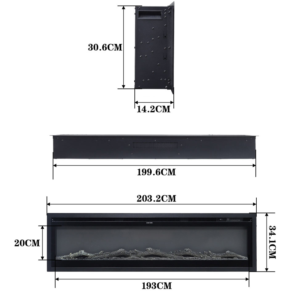 Living and Home 80 Inch Electric Fireplace Wall Mounted Wall Inset or Freestanding Heater 12 Flame Colours with Remote Image 6
