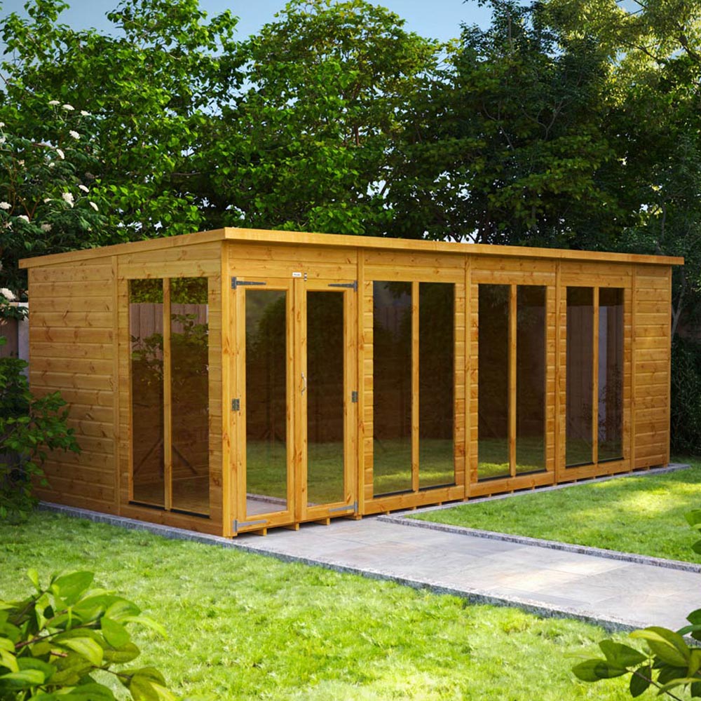 Power Sheds 18 x 8ft Double Door Pent Traditional Summerhouse Image 2