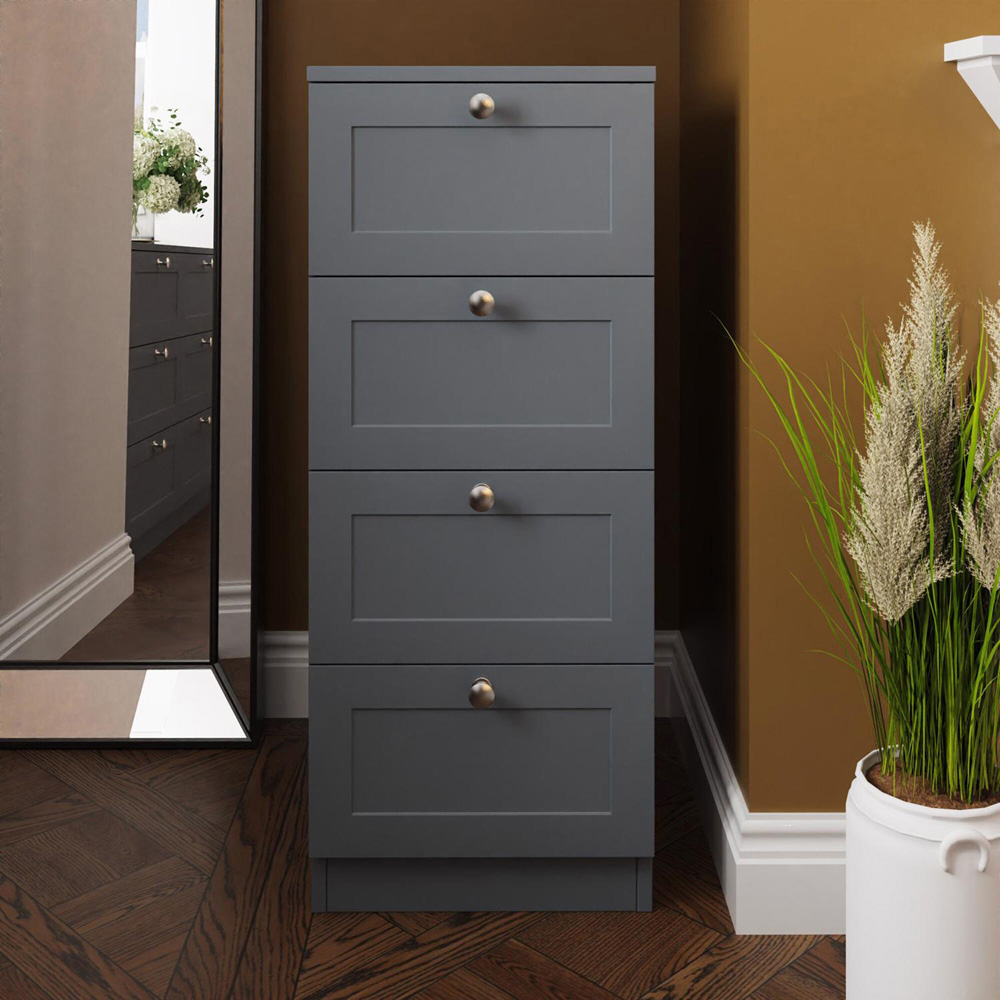 FWStyle Artus 4 Drawer Dark Grey Panelled Chest of Drawers Image 5