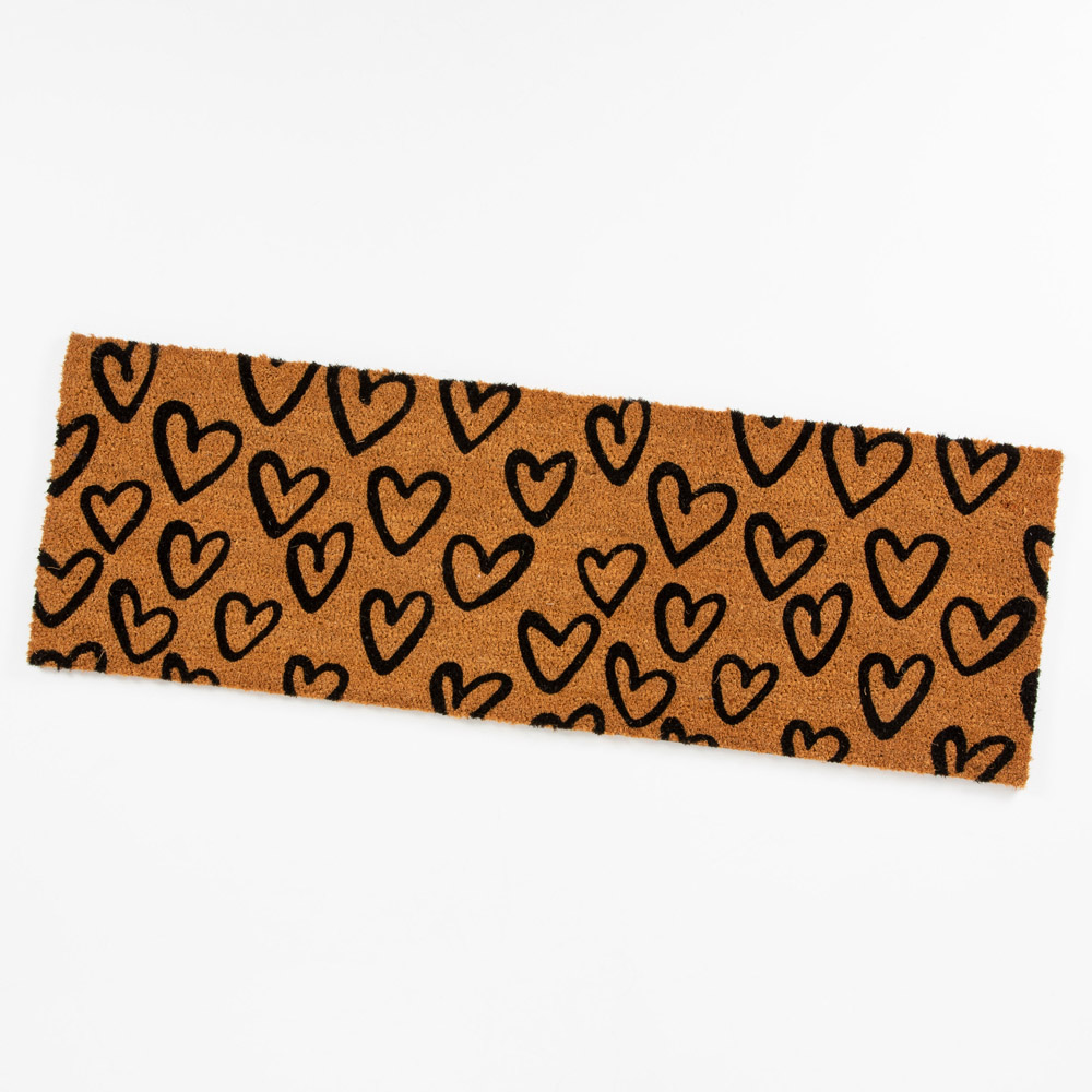 Eselle Astley Natural Printed Hand Drawn Hearts Doormat 40 x 120cm Image 3