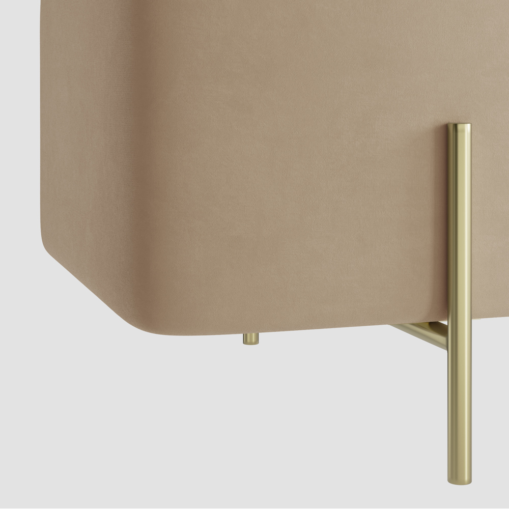 Lola Beige and Brushed Gold Velvet Storage Ottoman Image 6
