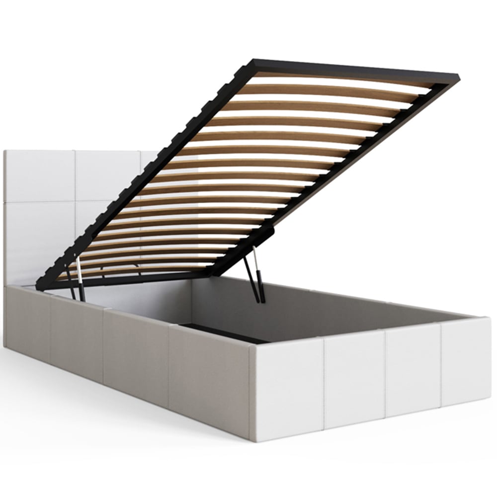GFW Single White Faux Leather End Lift Ottoman Bed with Bonnell Mattress Image 4