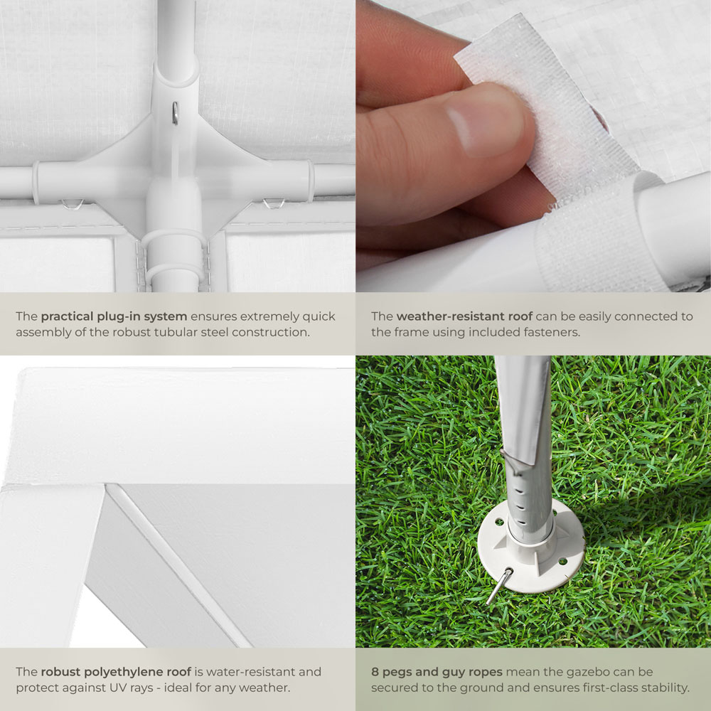 tectake Farah 3 x 3m White Gazebo with Plug In System Image 5