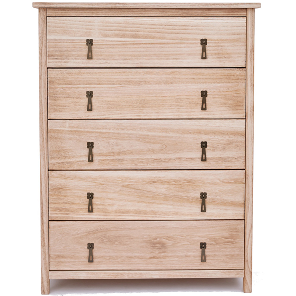 Portofino 5 Drawer Light Wood Chest of Drawers Image 2