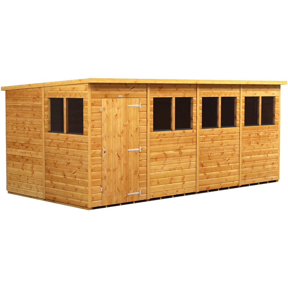 Power Sheds 16 x 8ft Pent Wooden Shed Image 1