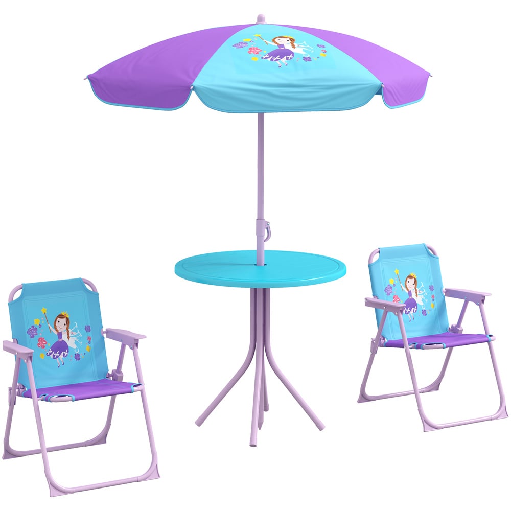 Outsunny Kids Fairy Bistro Set with Parasol Image 2