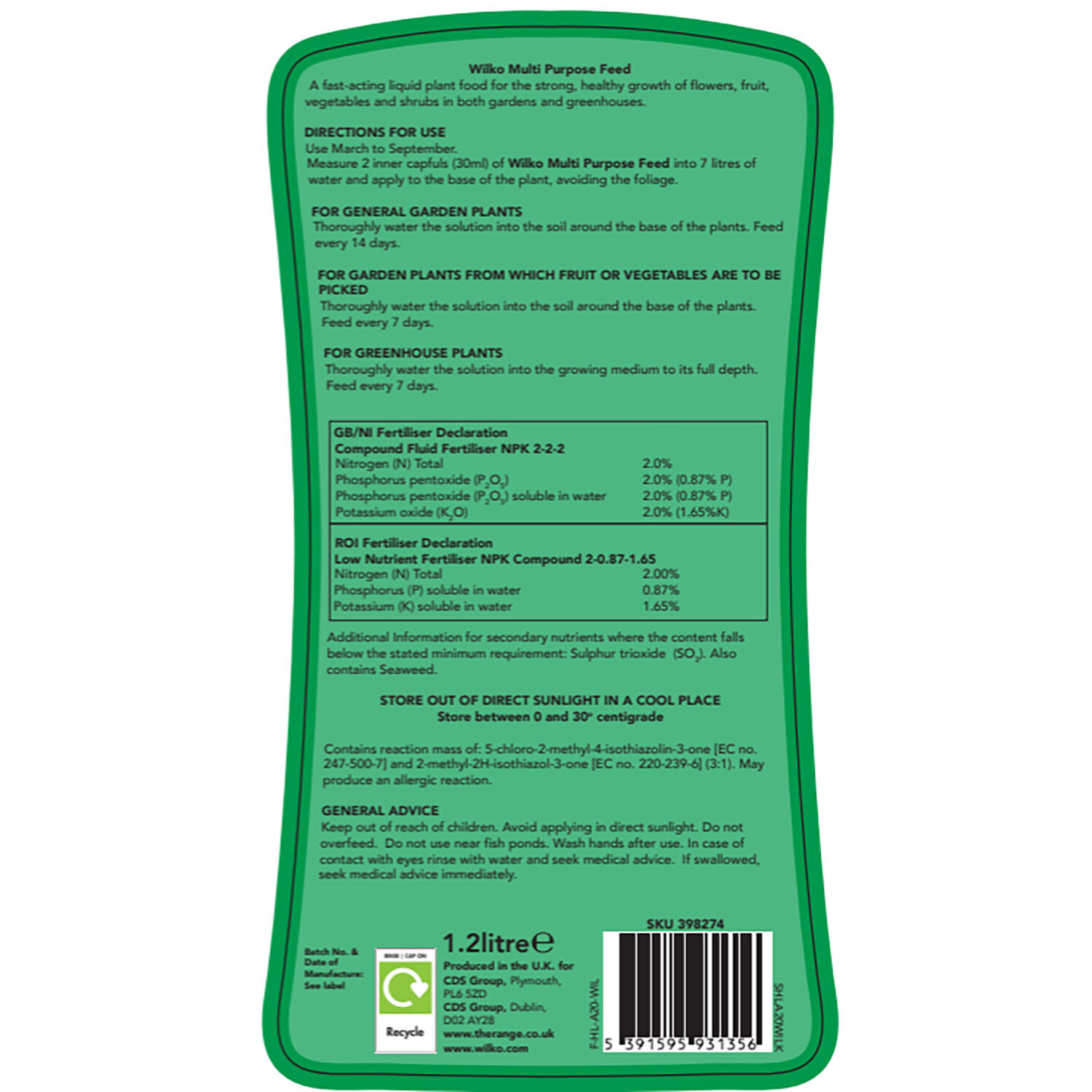 wilko wilko Liquid Multi Purpose Feed 1.2L - Green Image 2