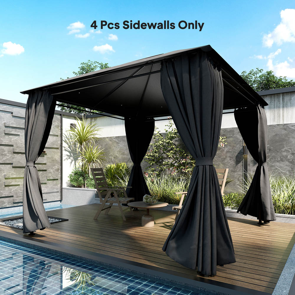 Outsunny 3 x 3m Dark Grey Gazebo Replacement Curtain 4 Pack Image 4