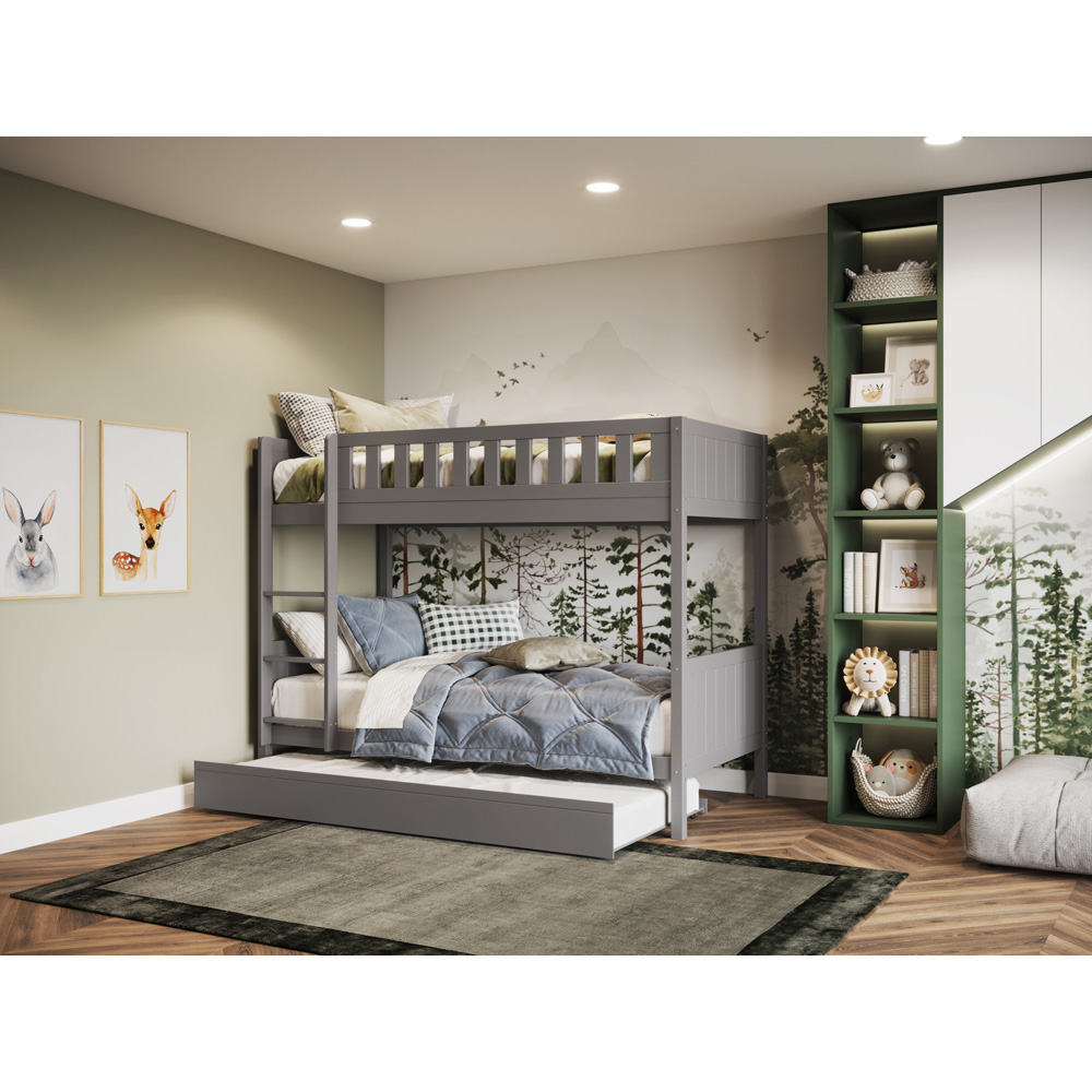 Flair Bea 2 Sleeper Grey Bunk Bed with Trundle Image 3