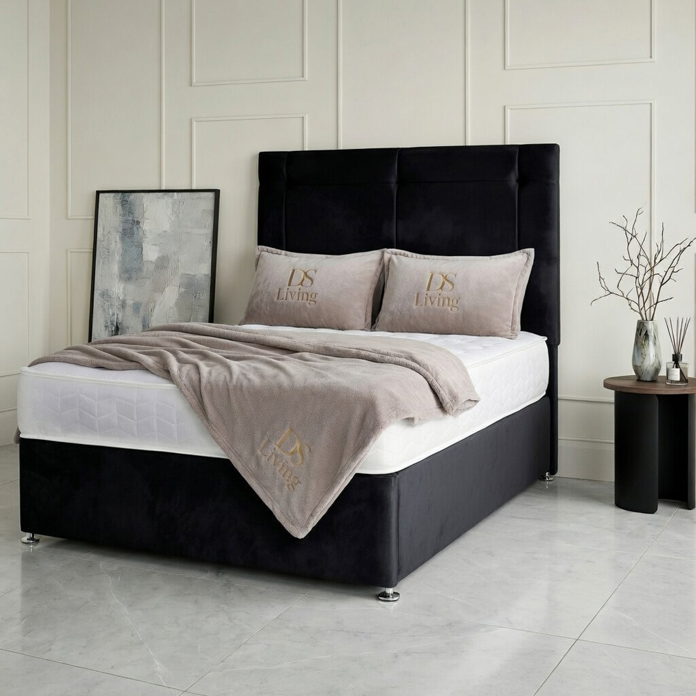 DS Living Kingsley Double Black Plush Divan Bed Image 5