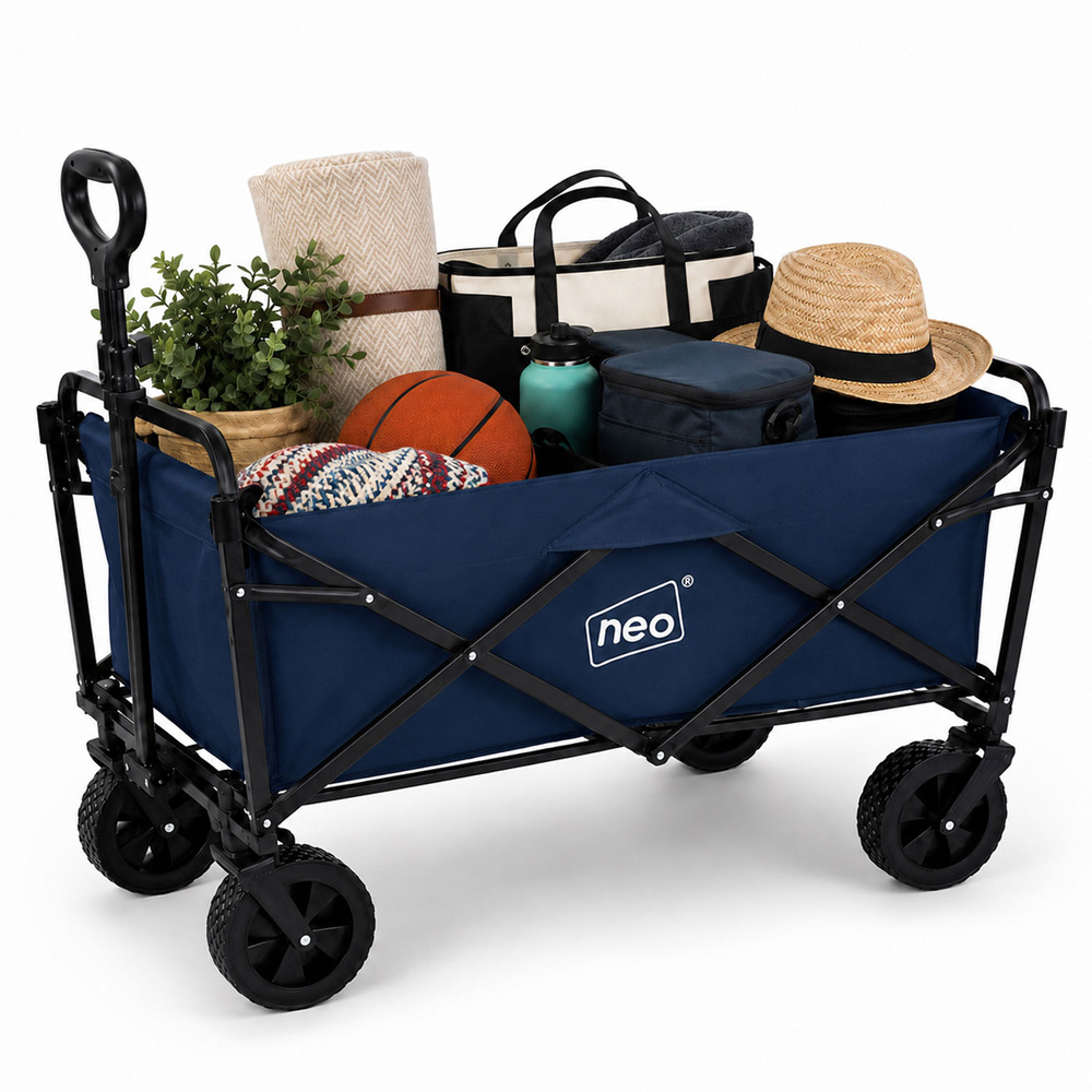 Neo Direct 140L Navy Heavy Duty Folding Garden Trolley Cart Image 3