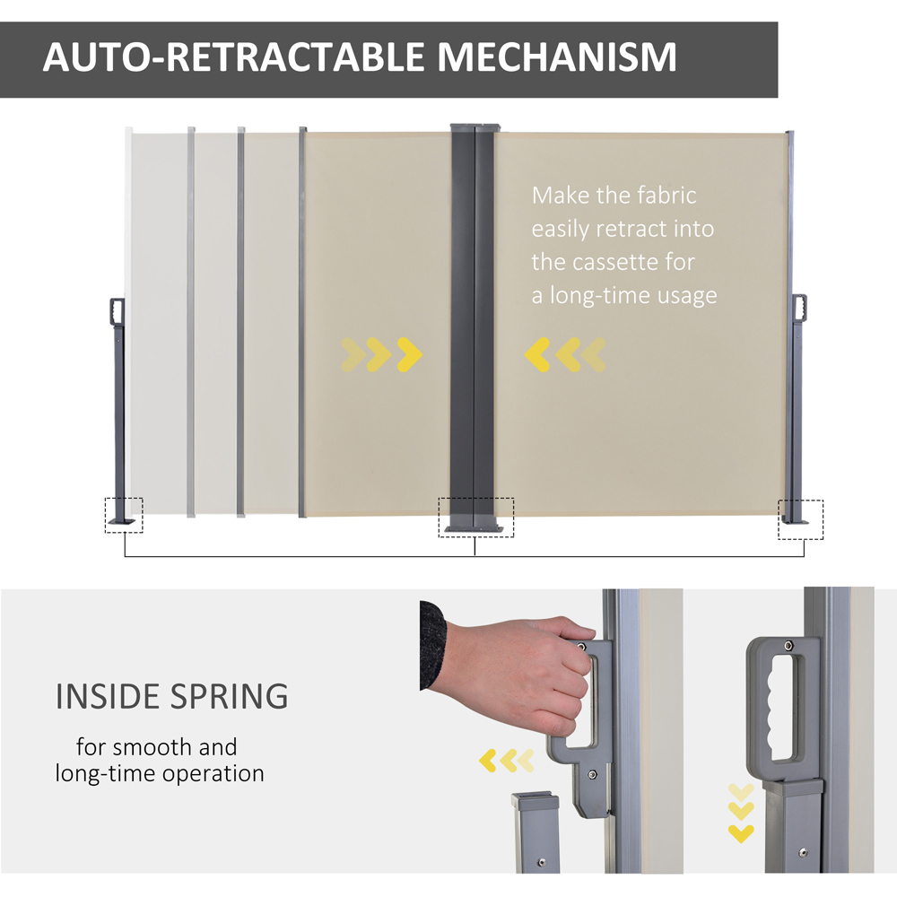 Outsunny 6 x 1.6m Beight Pull-Out Side Awning Double Canopy Image 4