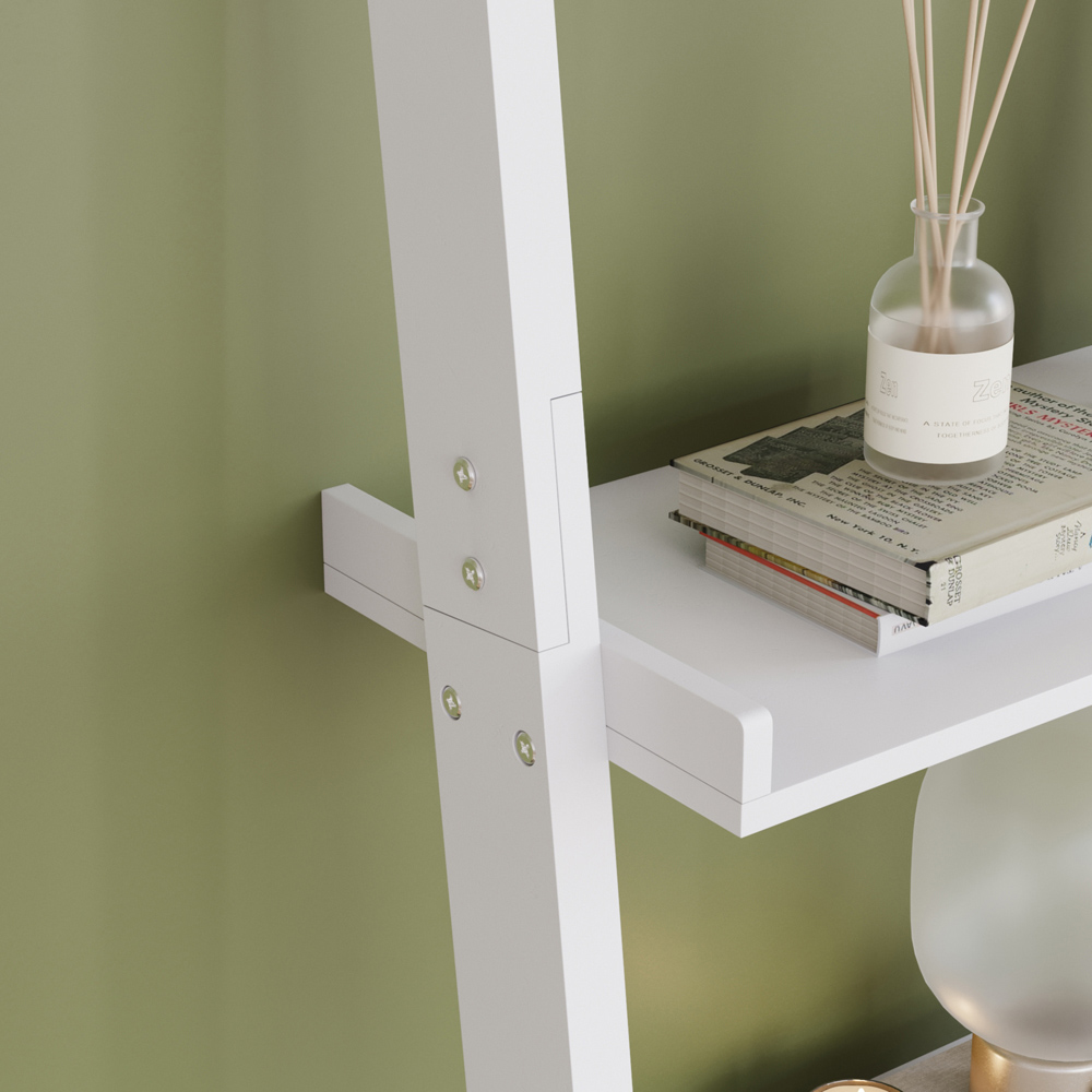 Vida Designs York 5 Shelf White Ladder Bookcase Image 5