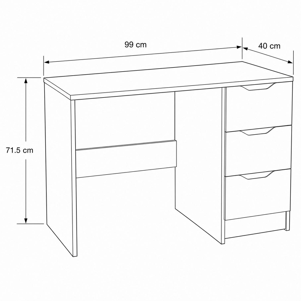 FWStyle Luno 3 Drawer White Vanity Dressing Table Image 7