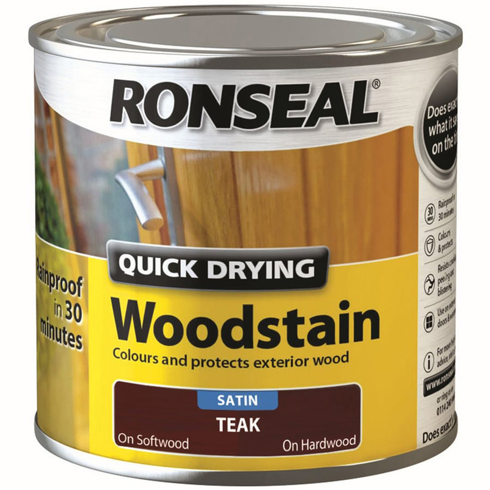 Ronseal Quick Drying Teak Satin Woodstain 250ml Image 2