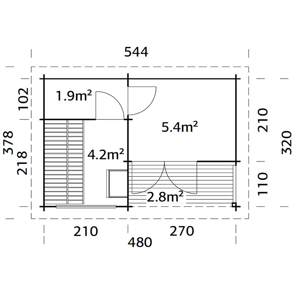 Palmako Sanna 15.7 x 10.4ft Pent Outdoor Sauna Image 7