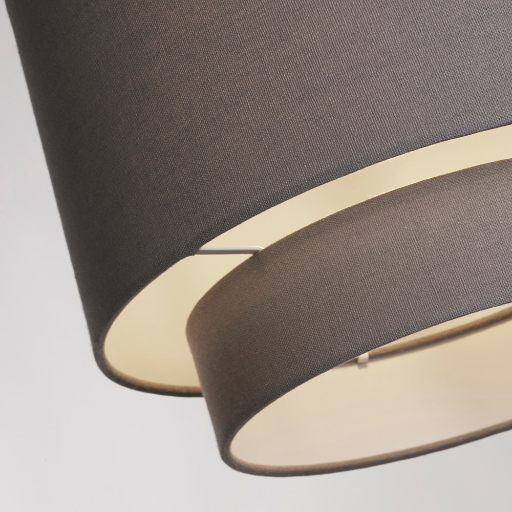 Lighting Collection Alina 2 Tier Dark Grey Linen Ceiling Shade Image 4