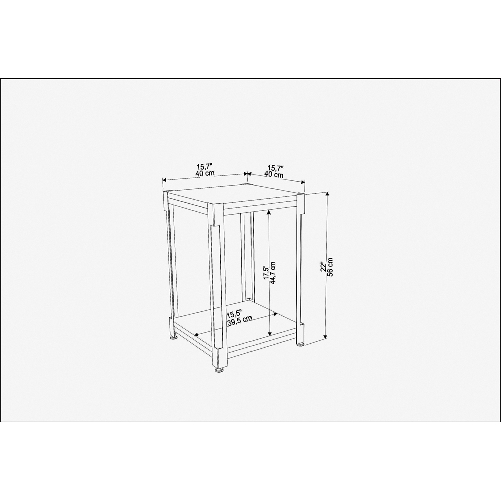 Decorotika Zenas Single Shelf Black Marble Effect Metal Industrial Nightstand Image 7