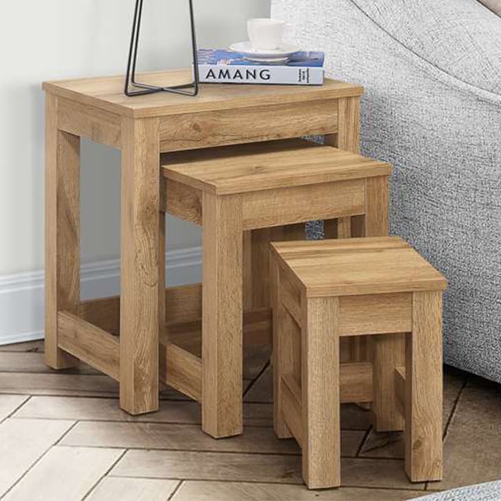 Compton Oak Nest of Tables Set of 3 Image 7