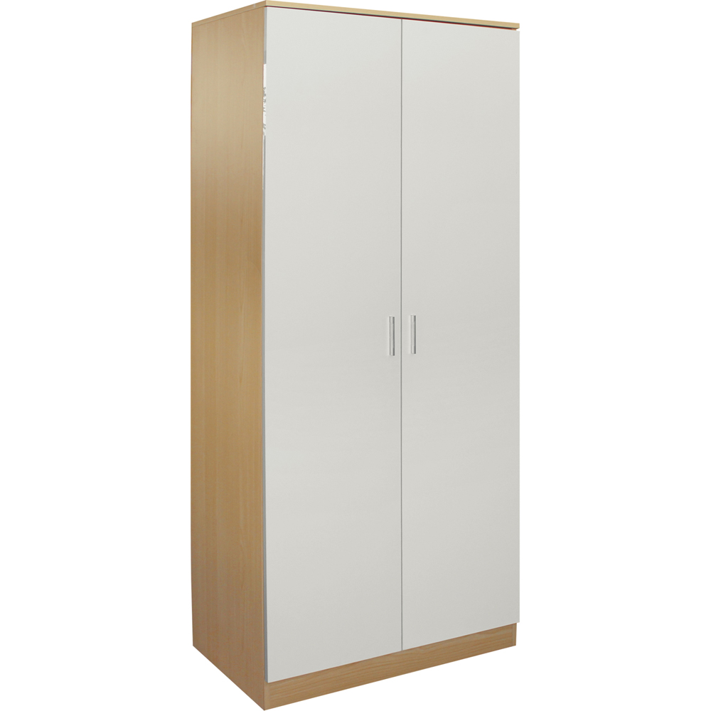 Brooklyn 2 Door Oak and Cream High Gloss Wardrobe Image 2