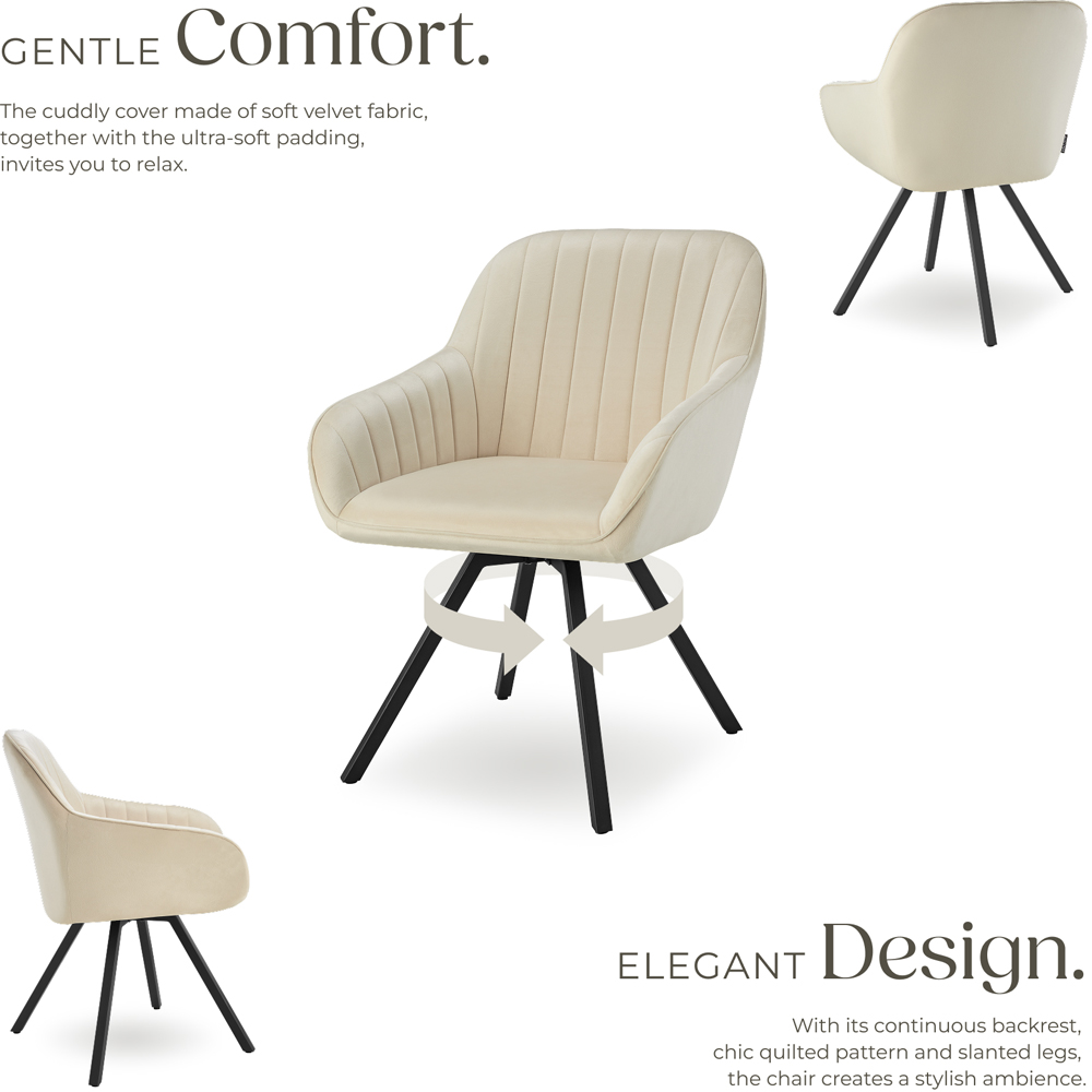 tectake Set of 6 Cream Velvet Lounge Armchair Image 3