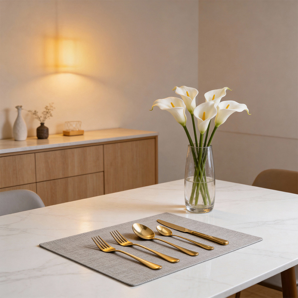 Living and Home 60 Piece Gold Stainless Steel Cutlery Set Image 2