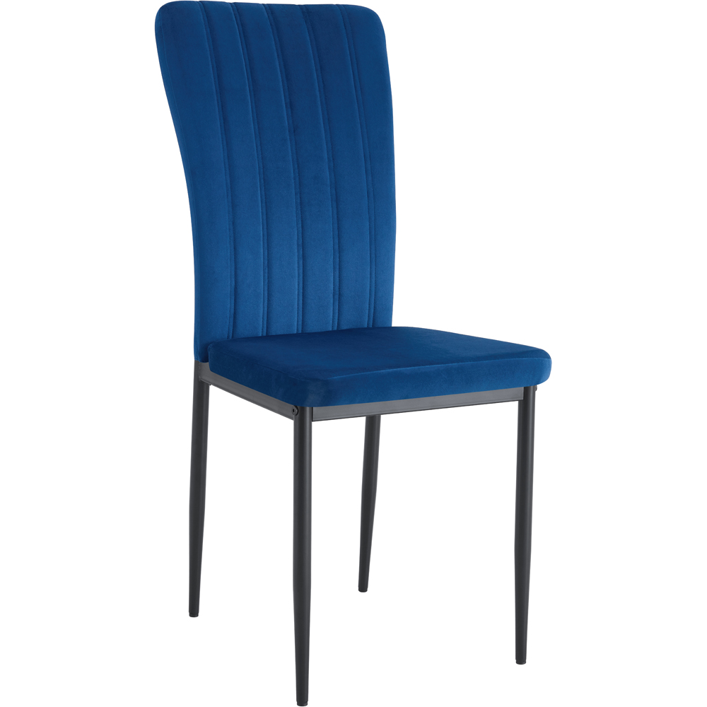 Elle Set of 2 Blue Velvet Effect Plush Padded Upholstered Dining Chair Image 2