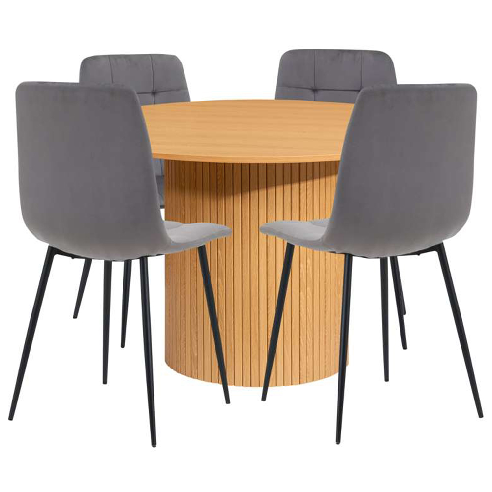 Birlea Axel 4 Seater Round Fluted Dining Set Brown Image 2