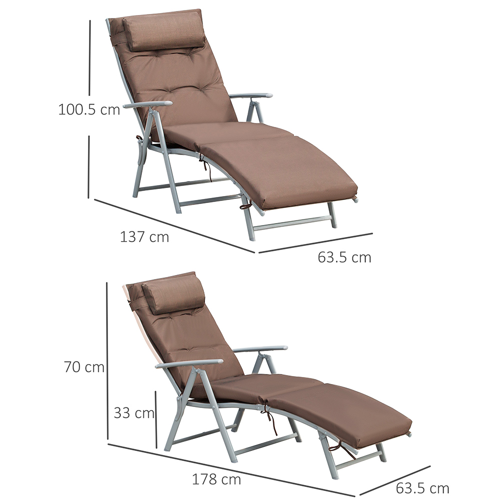 Outsunny Sun Lounger Recliner Brown Image 6