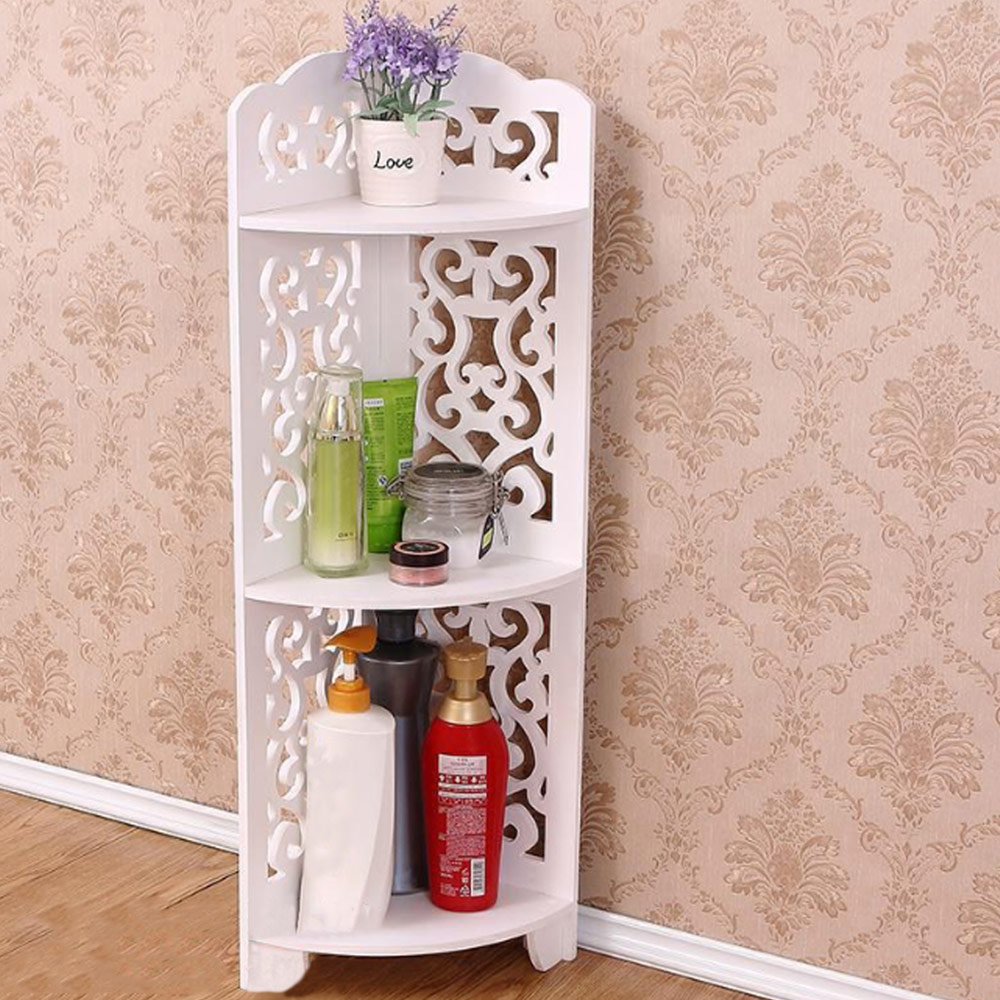 Living and Home 3-Tier White Corner Storage Rack Image 8