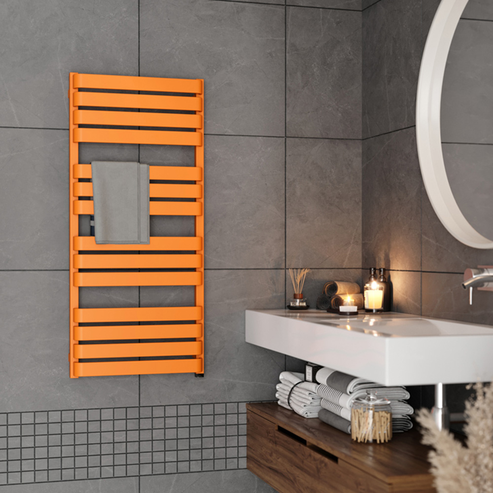Terma Warp T One Matt Orange Electric Towel Rail 1110 x 500mm Image 2