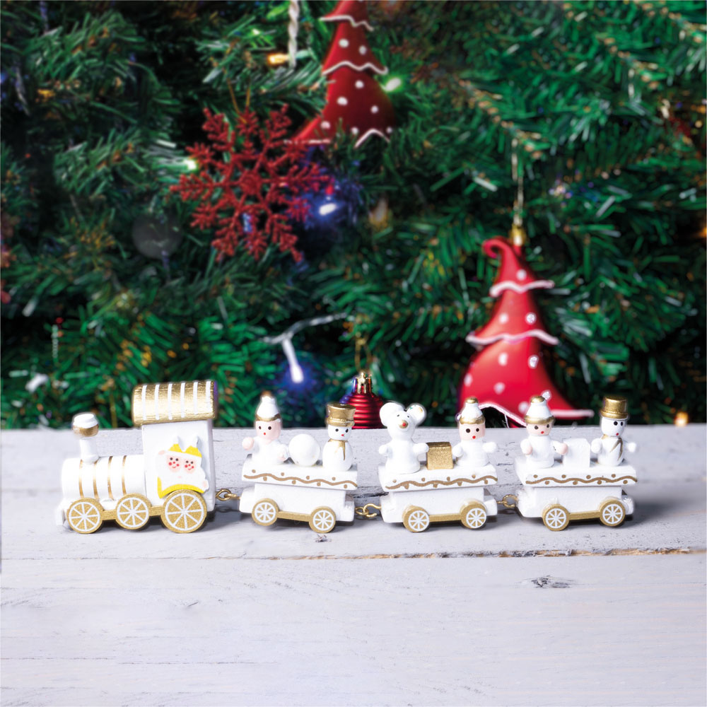 St Helens Wooden Christmas Train Set Display 20cm Image 2