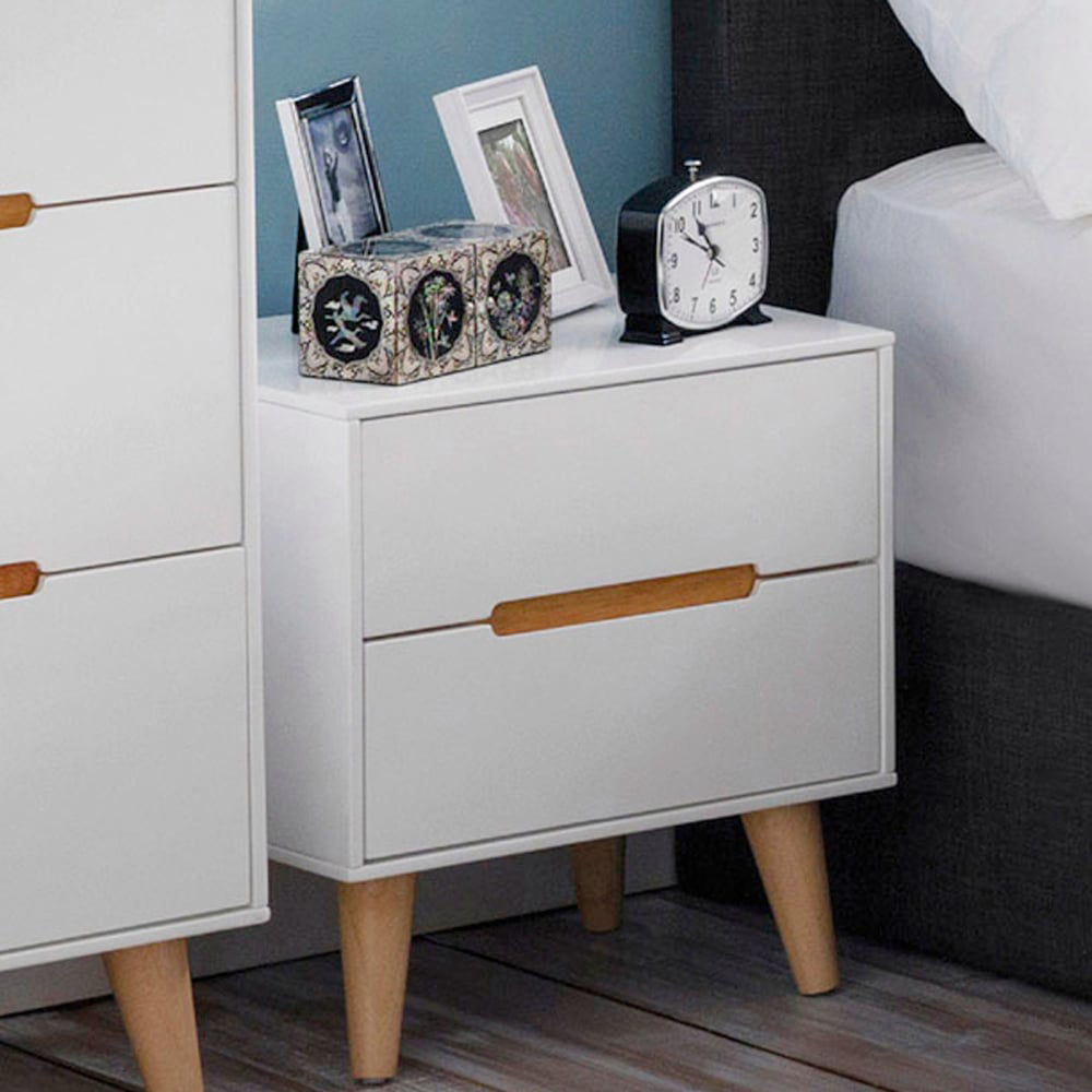 Julian Bowen Alicia 2 Drawer Matt White Bedside Table Image 4