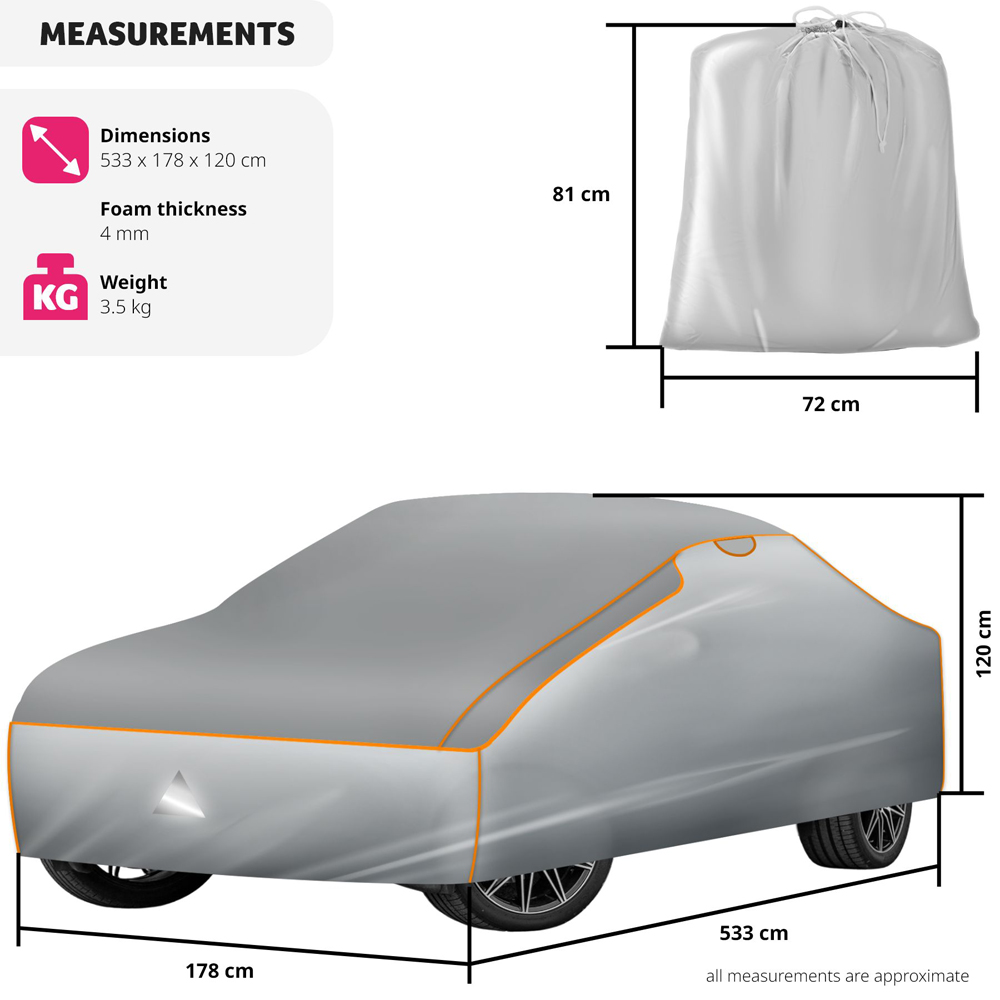 tectake Waterproof Car Cover 533 x 178 x 120cm Image 9