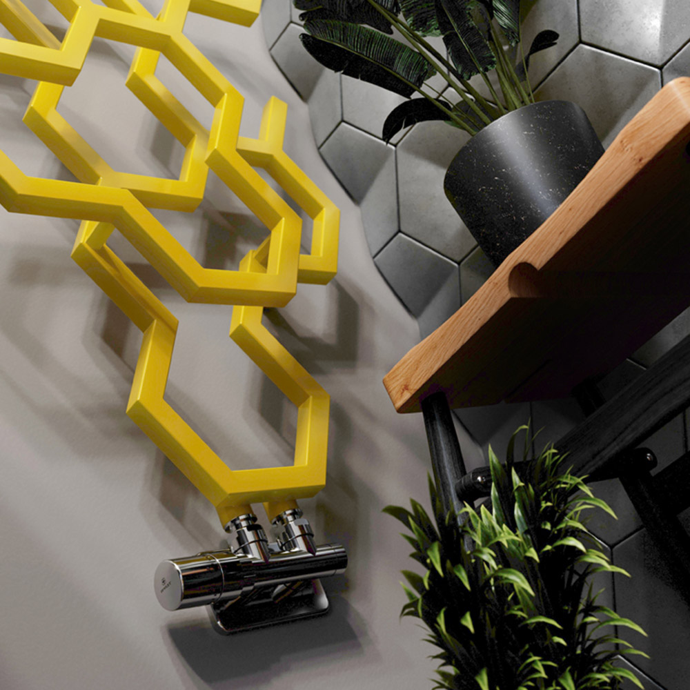 Terma Hex 1180 BTU Mustard Radiator 1220 x 486mm Image 6
