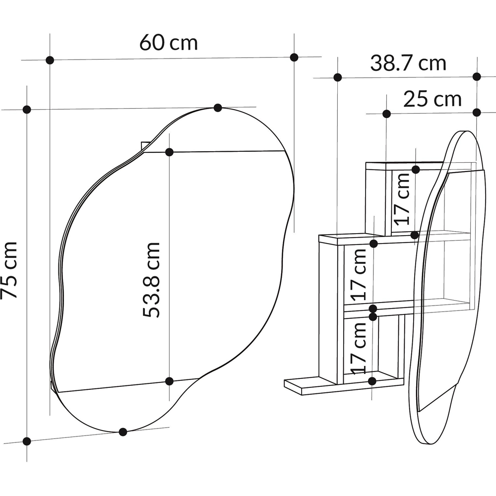Decortie Cloudy Single Door White Unique Mirrored Wall Cabinet Image 7