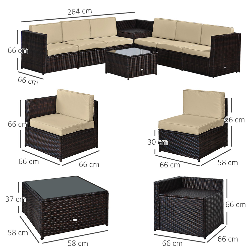 Outsunny 8 pcs Rattan Sofa Set Brown Image 7