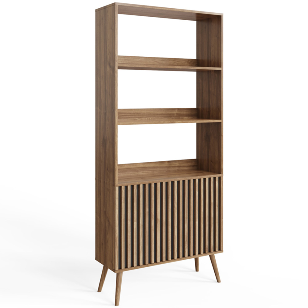 GFW Rowan 2 Door 3 Shelf Oak Slatted Bookcase Image 2