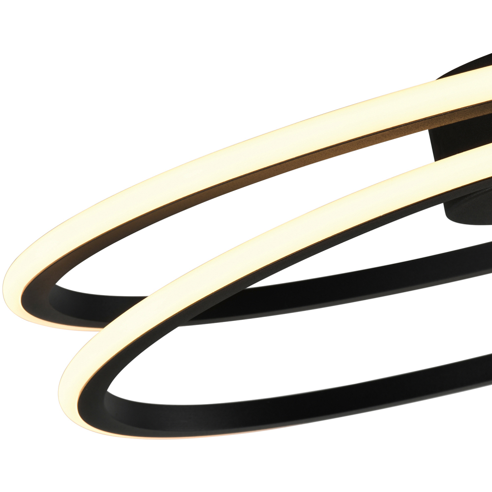 Happy Homewares Matte Black Double Swirl Strip LED Flush Ceiling Light Fitting Image 7