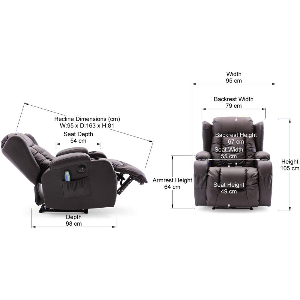 Furniture Online Caesar Brown Bonded Leather Electric Recliner Chair Image 8