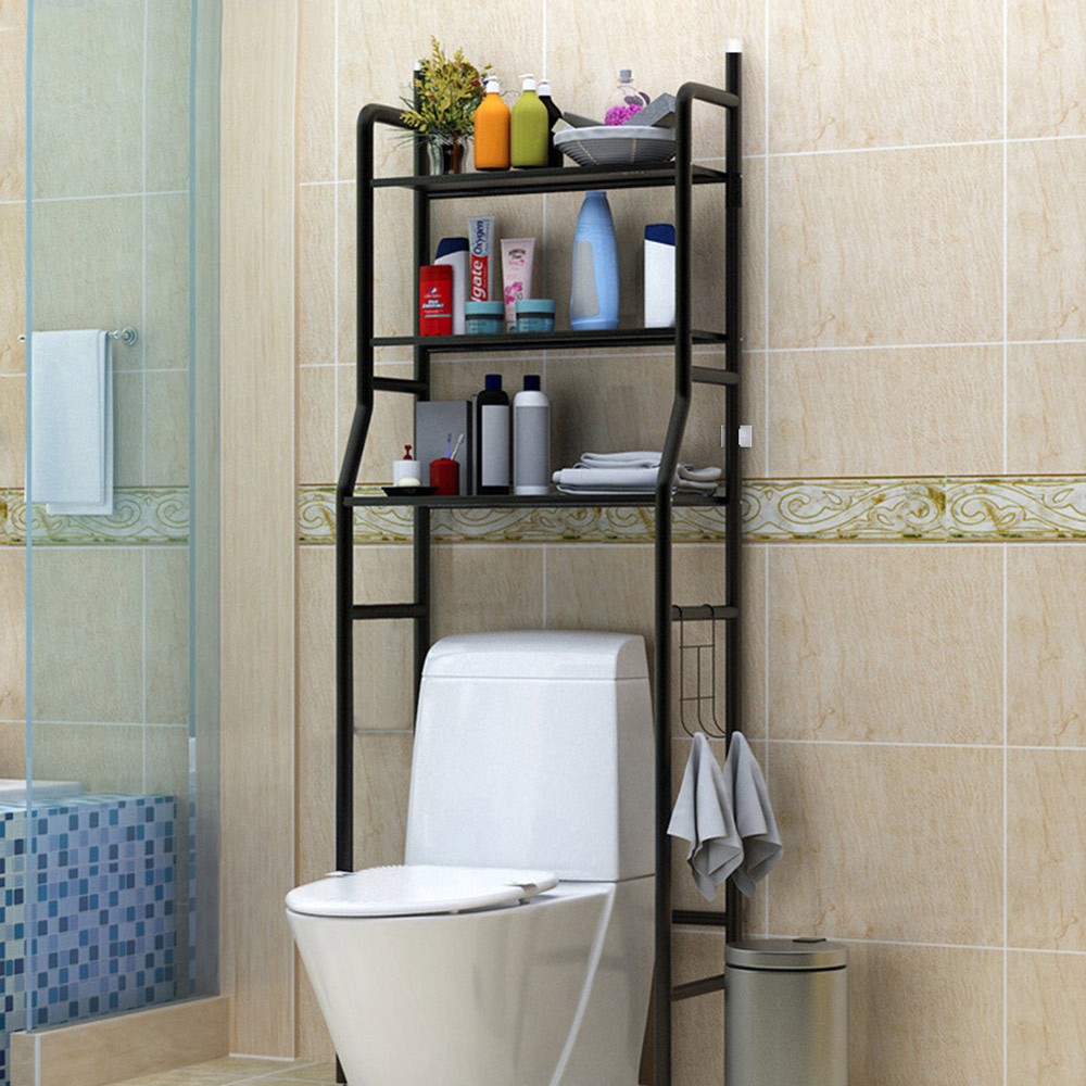 Living and Home 3-Tier Black Metal Over Toilet Bathroom Storage Rack Image 7