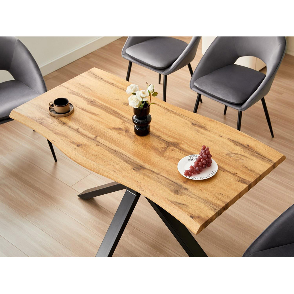 Kosy Koala 4 Seater Grey Velvet Wooden Dining Table Set Image 2