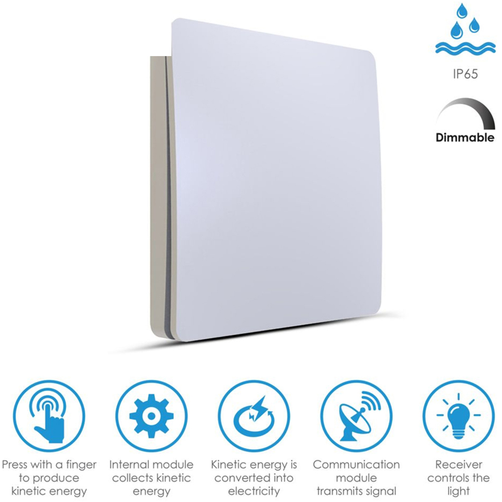 ENER-J 1 Gang White Wireless Kinetic Switch with 500W RF Non Dimmable Receiver Module Image 6