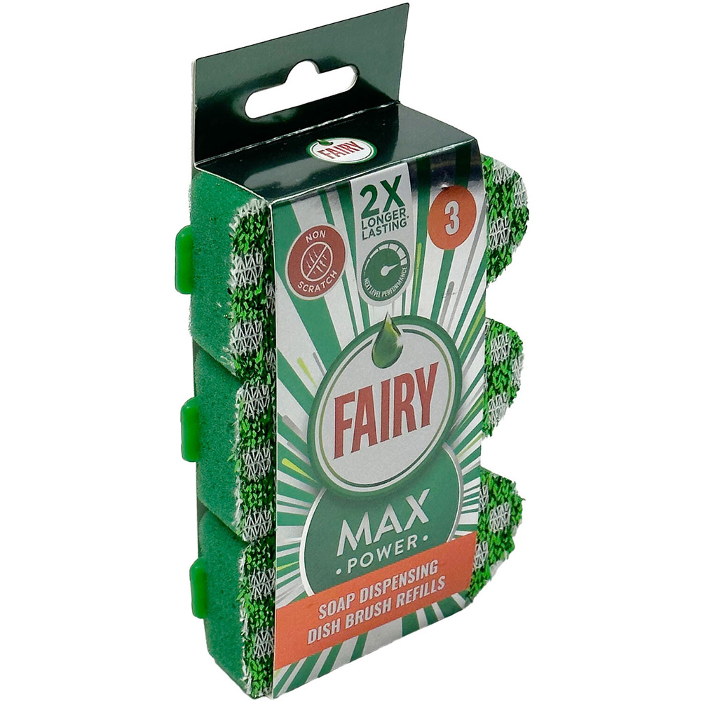 Pack of 3 Fairy Max Power Dish Brush Refills Green Image 2