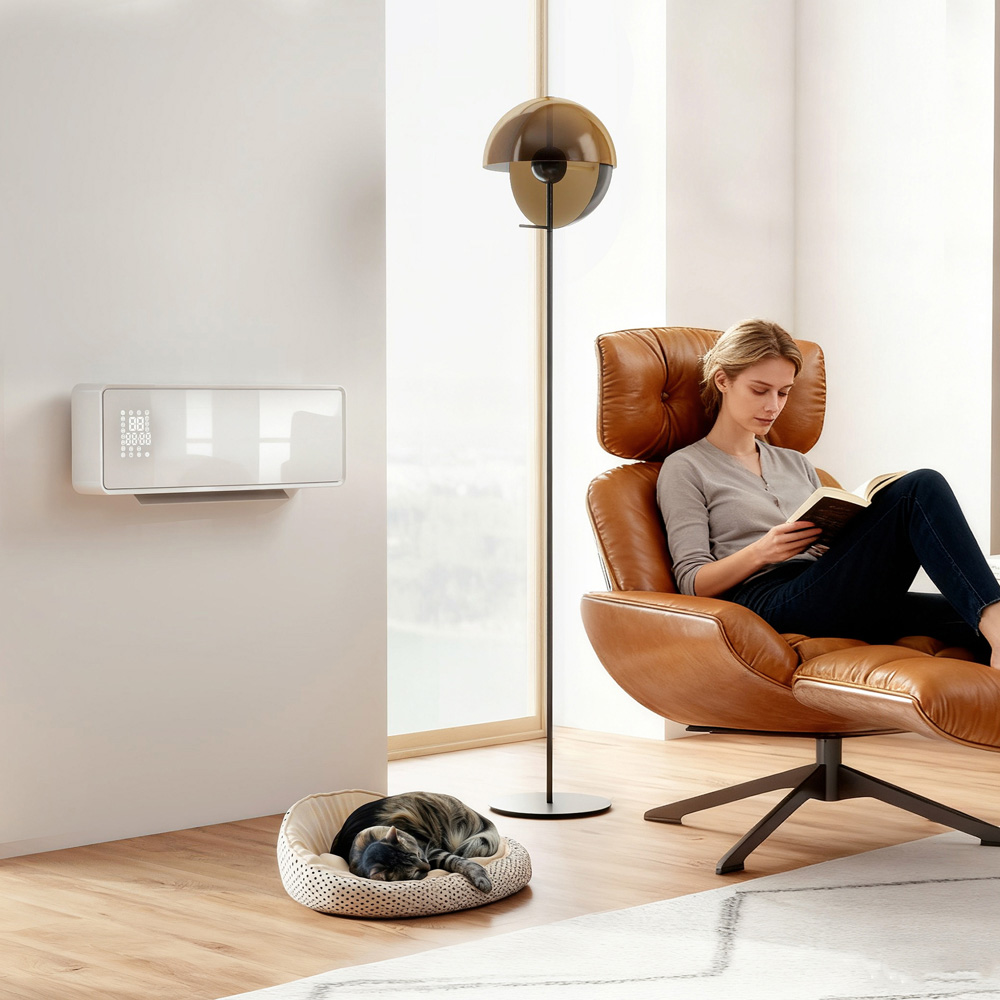 HOMCOM White Ceramic Wall Mounted Electric Heater with Fan 2000W Image 2