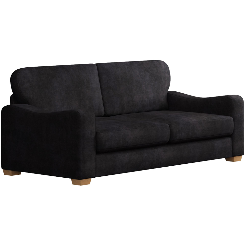 Theadford 3 Seater Ebony Plush Velvet Fixed Back Sofa Image 3