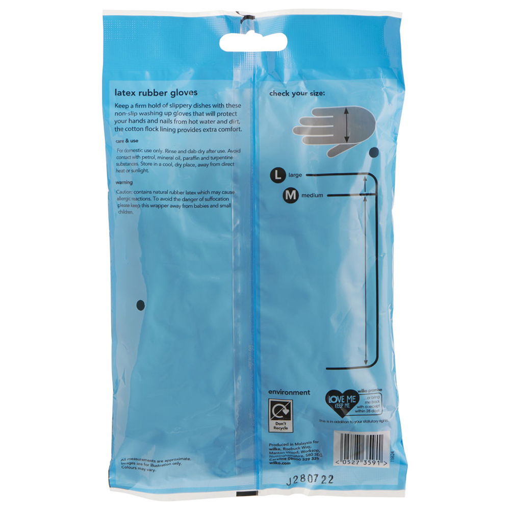 Wilko Washing Up Rubber Gloves Large   Image 3