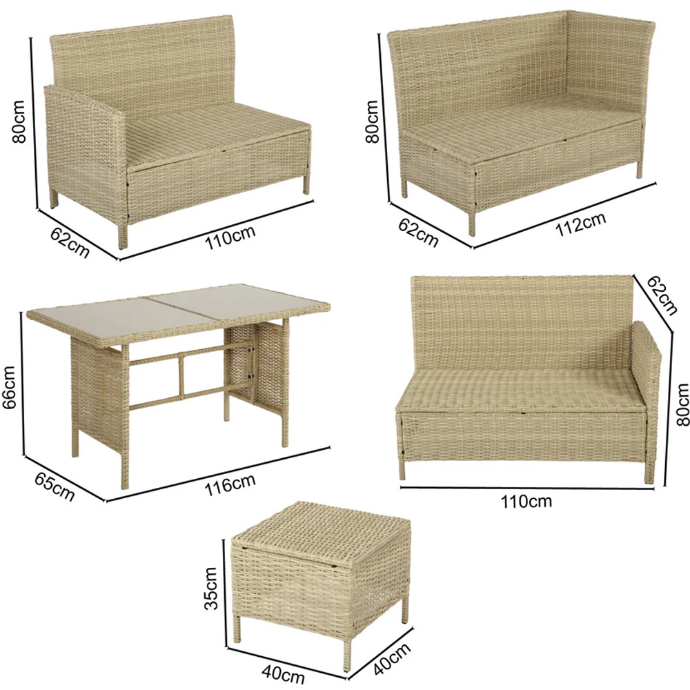 HGD Thalia 8 Seater Natural and White Rattan Garden Corner Dining Sofa Set with Glass Table Image 7