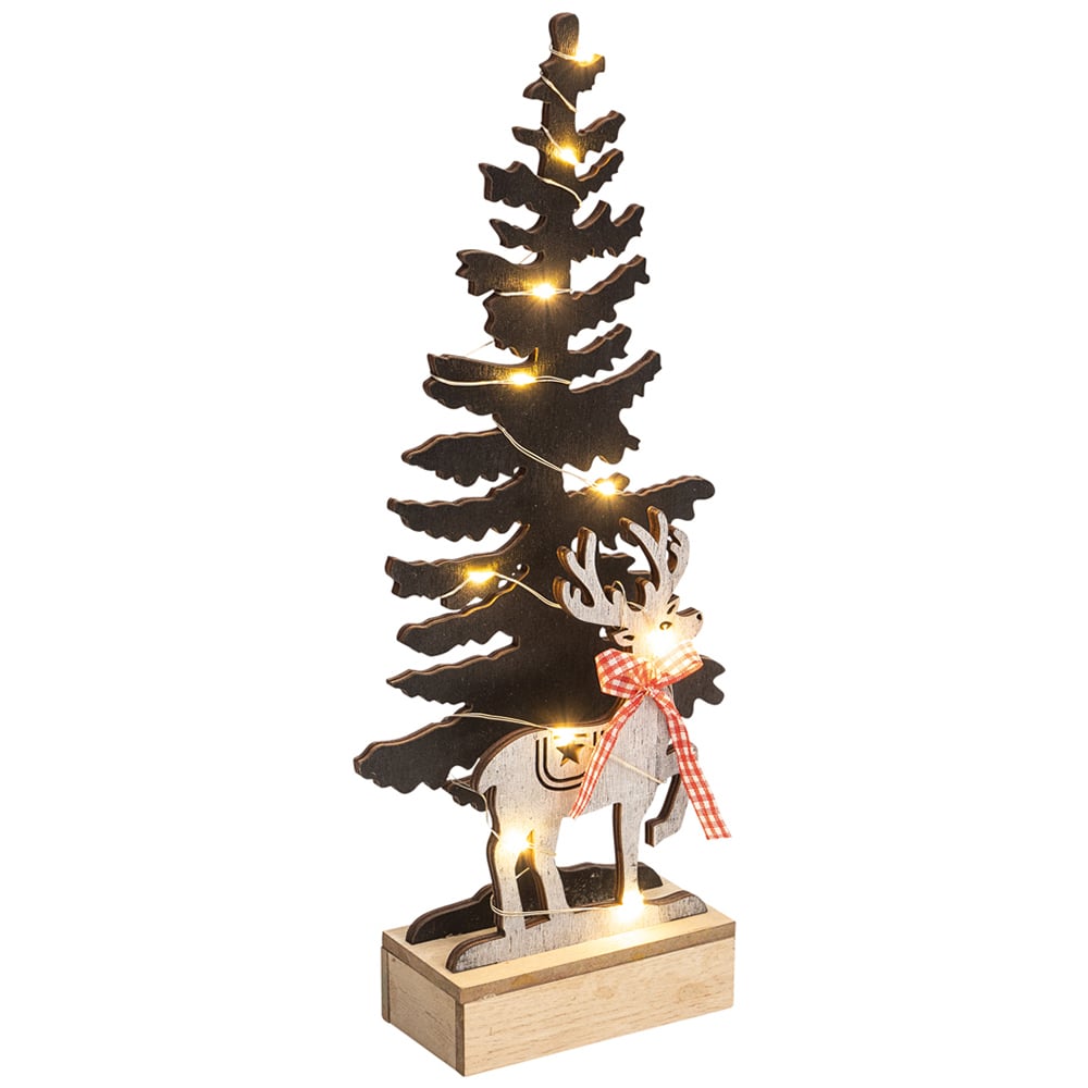 St Helens Festive Lights Wooden Christmas Tree Decoration 31cm Image 2