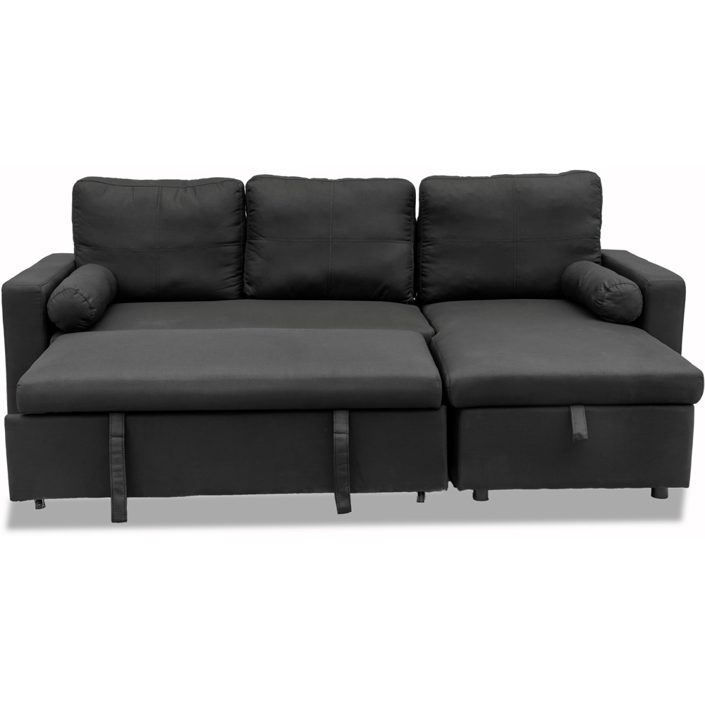 Indoor Living Manhattan 3 Seater Black Corner Sofa Bed Image 6